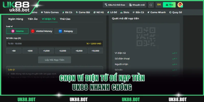 Các bước chuyển quỹ qua ví điện tử tiện ích